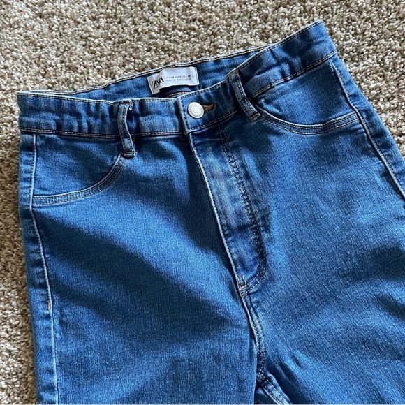 Zara High Rise Jeggings Women’s 6 Blue Medium Wash Super Elastic Pants Skinny - Picture 5 of 12